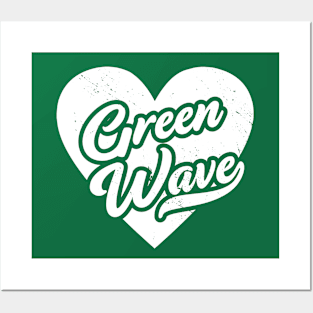 Vintage Green Wave School Spirit // High School Football Mascot // Go Green Wave Posters and Art